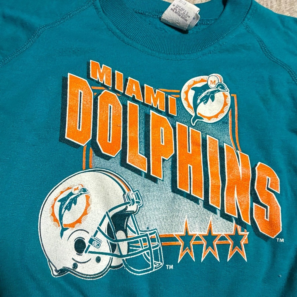 Vintage Miami Dolphins Toddler Sweatshirt 2T NFL Crewneck Made USA Teal - Picture 2 of 4